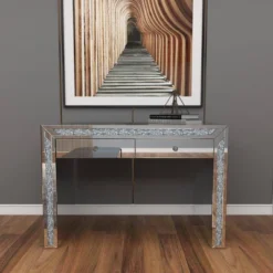 Glam Mirror And Glass Console Table Desk Silver - Olivia & May -Olivia & May GUEST f404f20e 7e60 4e6f 80ca 6be37f4cc29a