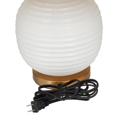 19" X 13" Modern Glass Table Lamp White - Olivia & May 5 19" X 13" Modern Glass Table Lamp White - Olivia & May - Image 3
