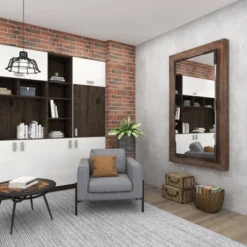 Rustic Wood Wall Mirror Dark Brown - Olivia & May -Olivia & May GUEST f4ce68f4 5d1d 40b6 9e02 dd02920c2607