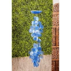 27" X 5" Glass Coastal Abstract Windchime - Olivia & May