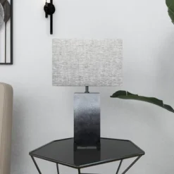 Polystone Table Lamp With Square Shade Gray - Olivia & May -Olivia & May GUEST f4fef13f 3c25 4f9c ab81 cef6110a3362