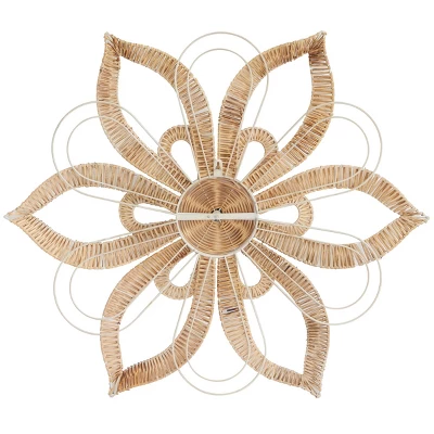 Rattan Floral Daisy Wall Decor With Metal Wire Brown - Olivia & May 6 Rattan Floral Daisy Wall Decor With Metal Wire Brown - Olivia & May - Image 4