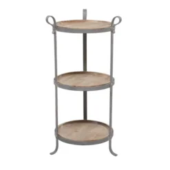 Industrial Metal Round Tiered Table Gray - Olivia & May -Olivia & May GUEST f5755173 627e 43f7 8380 9df27a812bc3
