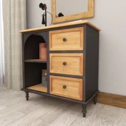Farmhouse Wood Cabinet Black - Olivia & May -Olivia & May GUEST f583a8d5 5fe8 4592 a91a eb3aa019ecfb