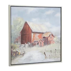 Canvas Landscape Barn Framed Wall Art With Silver Frame Multi Colored - Olivia & May -Olivia & May GUEST f58cb0bf f22f 4ad2 b15d 5e7b97139b7f