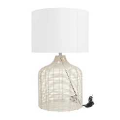 Coastal Rattan Table Lamp With Drum Shade Beige - Olivia & May -Olivia & May GUEST f58d87dd 1cd6 4ff3 bbb4 0afeae952288