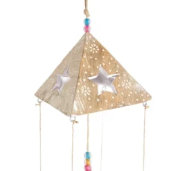 32" Metal Eclectic Moon And Sun Windchime Gold/Blue/Pink - Olivia & May: Hanging Garden Decor, No Choking Hazard -Olivia & May GUEST f5932851 0d40 4474 aea2 6358a093570d