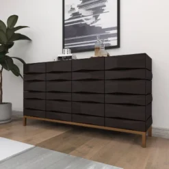 Contemporary Bold Facet Carved Wood Buffet Cabinet Brown - Olivia & May -Olivia & May GUEST f5ffb190 1cc4 4743 8bf9 4b37f2f4bc9c