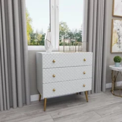 Modern 3 Drawer Wooden Chest White - Olivia & May -Olivia & May GUEST f61af6c7 f52b 4f5f 8e61 f5a8cee83d3b