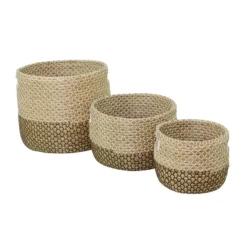Set Of 3 Seagrass Storage Baskets Khaki - Olivia & May -Olivia & May GUEST f650a575 c475 40af 8522 84abc58214f4