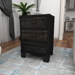 Traditional Wood And Faux Leather Cabinet Dark Brown - Olivia & May -Olivia & May GUEST f6bcd34c bbe6 40b8 b07b 91b074e43878