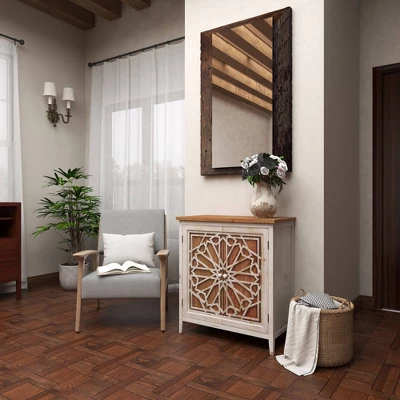Natural Geometric Patterned Wood Cabinet Brown - Olivia & May 16 Natural Geometric Patterned Wood Cabinet Brown - Olivia & May - Image 14