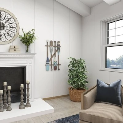 Coastal Wood Paddle Wall Decor With Arrow And Stripe Patterns - Olivia & May 13 Coastal Wood Paddle Wall Decor With Arrow And Stripe Patterns - Olivia & May - Image 11