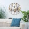 26"x26" Metal Leaf Metallic Wall Decor With Circular Frame And Silver Accents Gold - Olivia & May