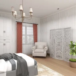 Farmhouse Wood Carved Room Divider Screen White - Olivia & May -Olivia & May GUEST f8809ad9 bfcd 4f90 a6ae d1328d76e22d