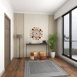 Metal Sunburst Wall Decor With Square Panel Accent Brown - Olivia & May -Olivia & May GUEST f98ef44f 7546 4485 90e6 e2f8e7eefb8d