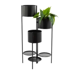 39.5" Wide Planter Pot Modern Metal Black - Olivia & May -Olivia & May GUEST f9adef3d b9d6 49ff 968d 1d0745aa61ba