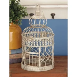 Set Of 2 Iron 22" Vintage Birdcage Cream - Olivia & May