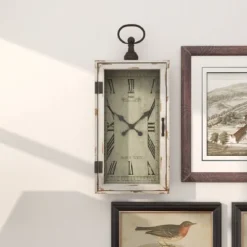 Wooden Pocket Watch Style Wall Clock With Hinged Door White - Olivia & May -Olivia & May GUEST fa6f1934 5f49 46e9 81a0 74a1f0f00916