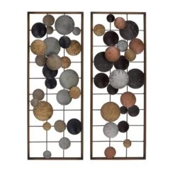 Set Of 2 Metal Geometric Overlapping Round Cutouts Wall Decors - Olivia & May