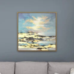 Canvas Geode Landscape Framed Wall Art With Gold Frame Blue - Olivia & May -Olivia & May GUEST fa935a70 45da 4ca5 9f1e 26f7c0a25c72