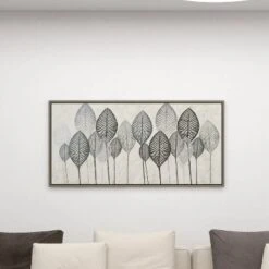 Leaf Framed Wall Art Canvas White/Silver - Olivia & May: Symmetric Venation Patterns, Modern Decor -Olivia & May GUEST fab7923d 4912 4c5b 88b4 39232b9b26f8