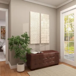 Set Of 2 Wooden Geometric Intricately Carved Wall Decors White - Olivia & May -Olivia & May GUEST fac368a9 6be2 4f8d 8dee 821410fe18a2