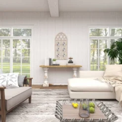 Wood 6 Slot Wall Photo Frame With Window Arch Shape Light Brown - Olivia & May -Olivia & May GUEST fad0618e 5d66 4d36 b28d 3e184a6b73cb