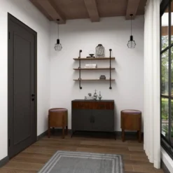 38"x38" Wood 3 Level Wall With Metal Brackets Brown - Olivia & May: Industrial Style, No Assembly Required -Olivia & May GUEST fad8bc32 200b 49b5 a401 ca2e3bda5ee4