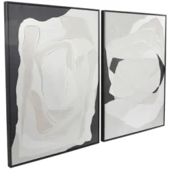 Set Of 2 Contemporary Canvas Abstract Framed Wall Arts With Black Frames White - Olivia & May -Olivia & May GUEST fb55953b 5570 4ef8 abe8 921f1a92f67e