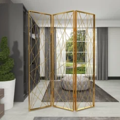 Glam Metal Geometric Room Divider Screen Gold - Olivia & May -Olivia & May GUEST fb63fbd9 9664 4c4f a01c e8470f936554