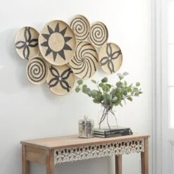 Metal Plate Wall Decor With Black Patterns Brown - Olivia & May -Olivia & May GUEST fba44560 18ba 4d81 8c0f b0f2df784f99