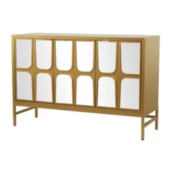 Glam Mirrored Wood Cabinet - Olivia & May -Olivia & May GUEST fc33e104 df0c 4a0f 87b8 474e7f5babfd