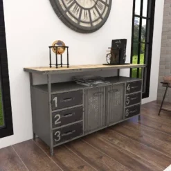 Industrial Wood Buffet Gray - Olivia & May -Olivia & May GUEST fc445e3c 1b9e 4cc3 8601 e4cdf1a4ad88