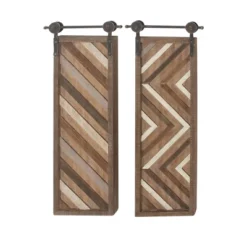 Wood Geometric Linear Carved Wall Decor With Suspended Frame Set Of 2 Brown - Olivia & May -Olivia & May GUEST fd715325 b544 4fbd bfc5 a384457933f7