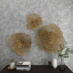 Metal Floral Wall Decor Set Of 3 Gold - Olivia & May -Olivia & May GUEST fdab8ca1 cdb0 45bd 87dd 2c5c1edc43a3