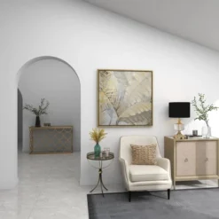 Metal And Glass Round Pedestal Table Gold - Olivia & May -Olivia & May GUEST fdbce99d 8911 4565 bddb cfbd4da9fe2f