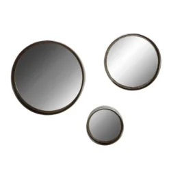 Contemporary Metal Wall Mirror Set Of 3 Dark Brown - Olivia & May -Olivia & May GUEST fe12cd7b 716a 43a3 bc1c 7a78f15ce727