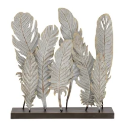 Natural Reflections Rustic Iron Feather Table Sculpture (20"x21") - Olivia & May