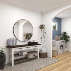 Farmhouse Wood Rectangle Console Table White - Olivia & May -Olivia & May GUEST fe3c8606 12d4 4611 b4bc 6ccb1edd223d