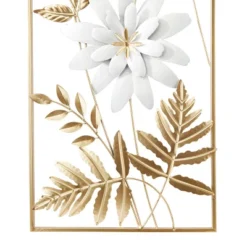 Set Of 2 Metal Floral Wall Decors With Gold Frame - Olivia & May -Olivia & May GUEST fe73f945 b1ce 4a29 85df a89ad6285248
