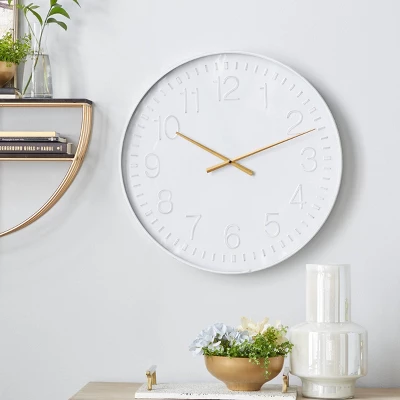 24"x24" Metal Round Wall Clock White - Olivia & May: Contemporary Indoor Decorative Analog Display 3 24"x24" Metal Round Wall Clock White - Olivia & May: Contemporary Indoor Decorative Analog Display