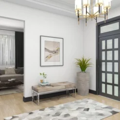 Contemporary Decorative Stainless Steel Cowhide Bench Silver - Olivia & May -Olivia & May GUEST ff0a0564 d6d3 4d25 93e7 f9131bee02ed