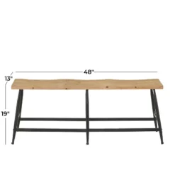 Industrial Metal And Wood Bench Brown - Olivia & May -Olivia & May GUEST ff16aaae 555f 42a8 9472 43c6863f0497