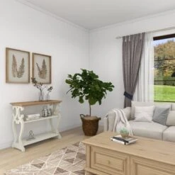 Farmhouse Wood Console Table Off White - Olivia & May -Olivia & May GUEST ff6fe0e2 2e7f 4f6e 92e6 2b05407fc5a4