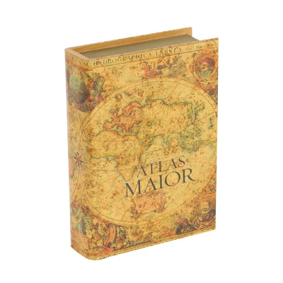 Vintage Reflections Rustic Wood-Style MDF And Synthetic Leather "Atlas Maior" Book Box Set 3ct - Olivia & May 6 Vintage Reflections Rustic Wood-Style MDF And Synthetic Leather "Atlas Maior" Book Box Set 3ct - Olivia & May - Image 4
