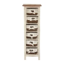 Farmhouse Mahogany Rectangular Storage Unit White - Olivia & May -Olivia & May GUEST fff815a3 cb74 4d37 a6f7 99fd48f7ca2a